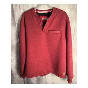 Coleman Men’s XL Thermal Henley Pullover Red Sherpa Lined Waffle Knit Sweatshirt